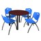 Kee Kee Round Table & Chair Set, Wood, Metal, Plastic Top, Mahogany TB48RNDMHBPBK47BE - alternate 1